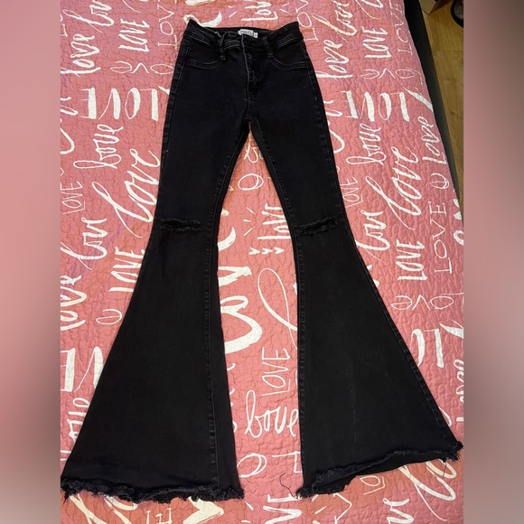 Rue21 Denim - Rue 21 Black High-Waisted Distressed Flare Jeans – Size 0 (Women’s)